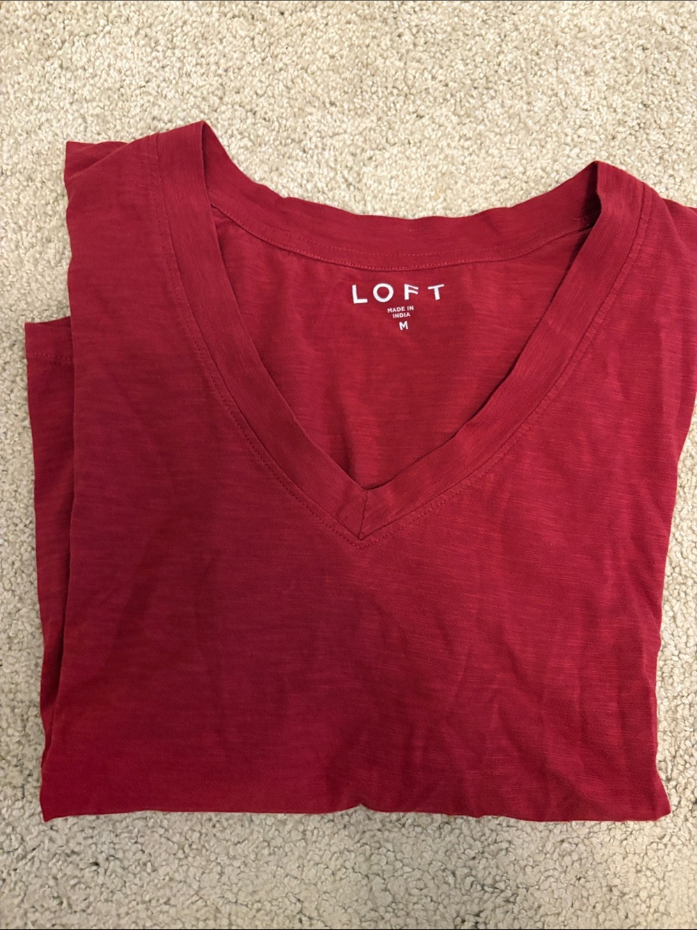 LOFT Red V-Neck Short Sleeve Tee